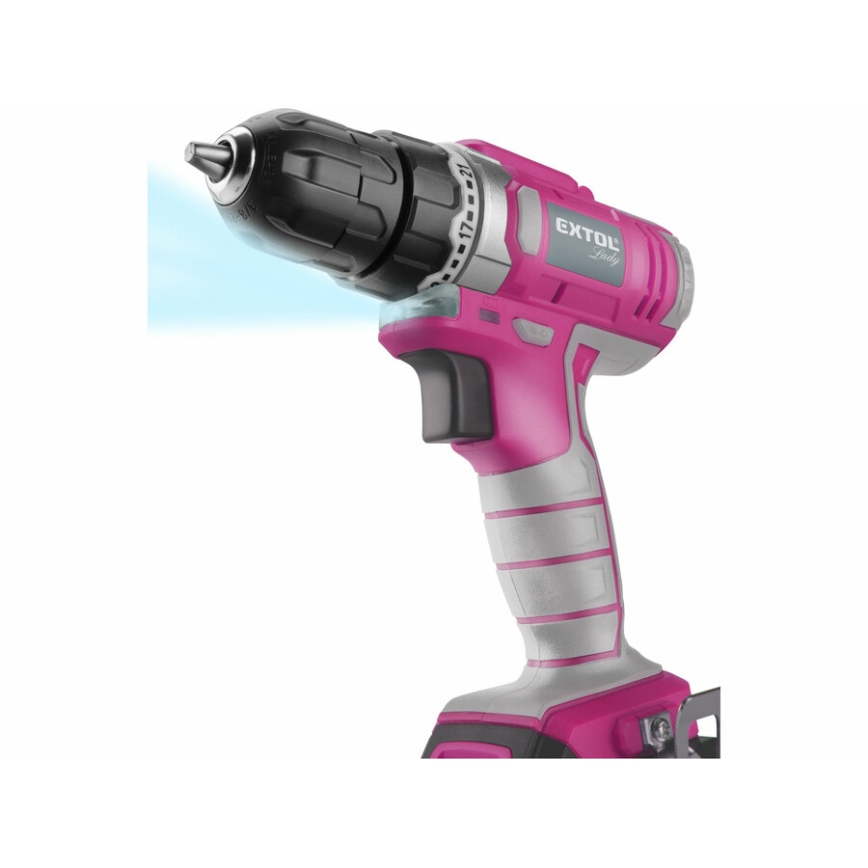 Extol – Akku-Bohrschrauber 1300 mAh 12 V pink